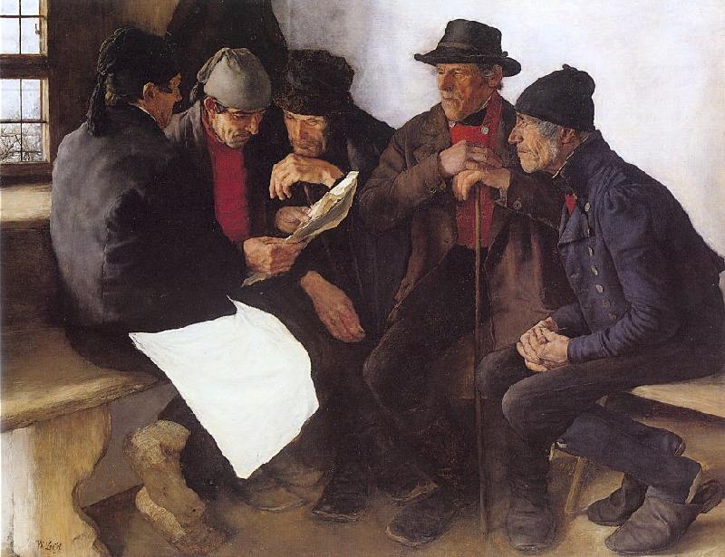 Leibl, Wilhelm Peasants in Conversation Germany oil painting art